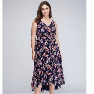 Lane Bryant Printed Ruffle Hem Midi Dress